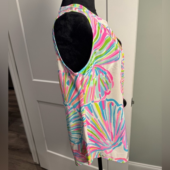 Lilly Pulitzer Stacey top shellabrate 100% silk sleeveless colorful vibrant - Picture 2 of 8